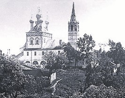 Архивное изображение Воскресенского храма с колокольней